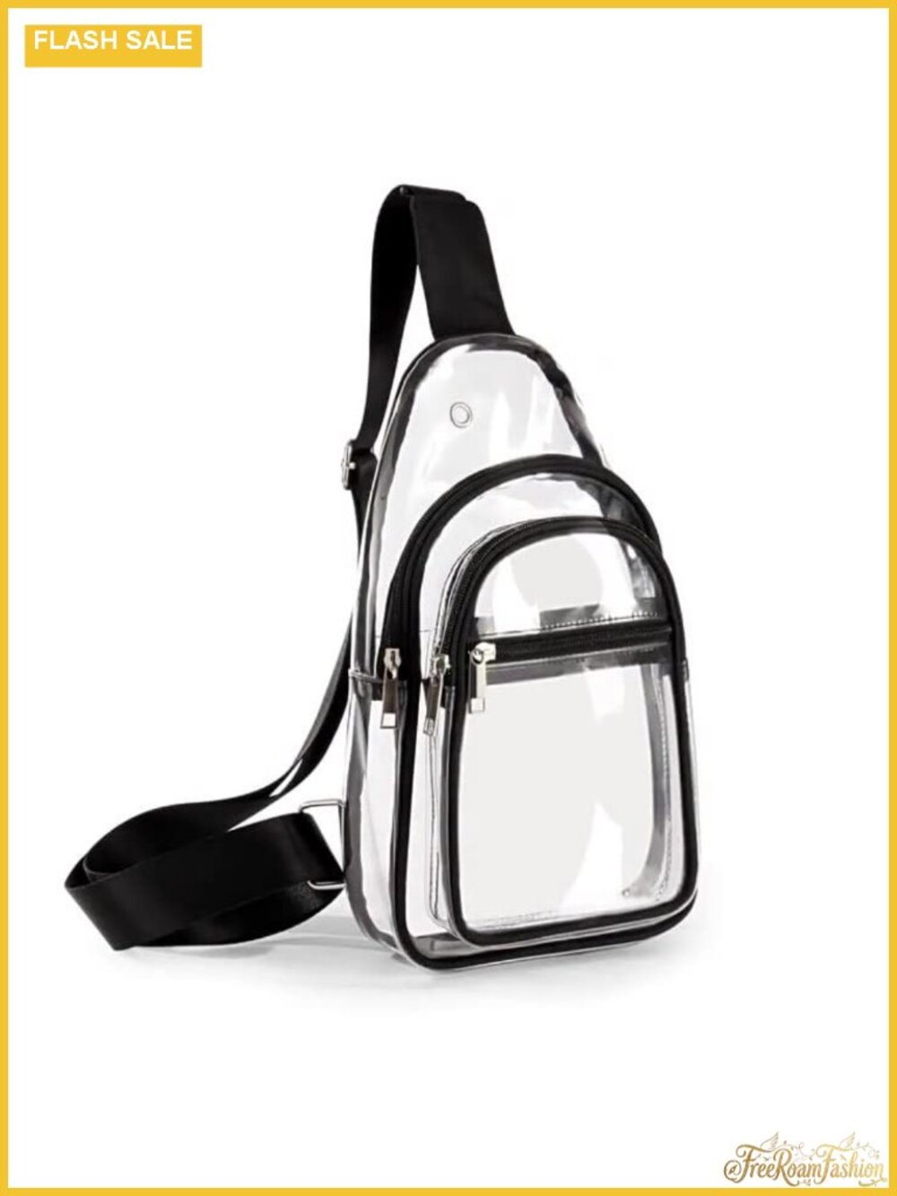 Clear PVC Crossbody Sling Bag Stadium Approved Adjustable Strap 3 Pockets
